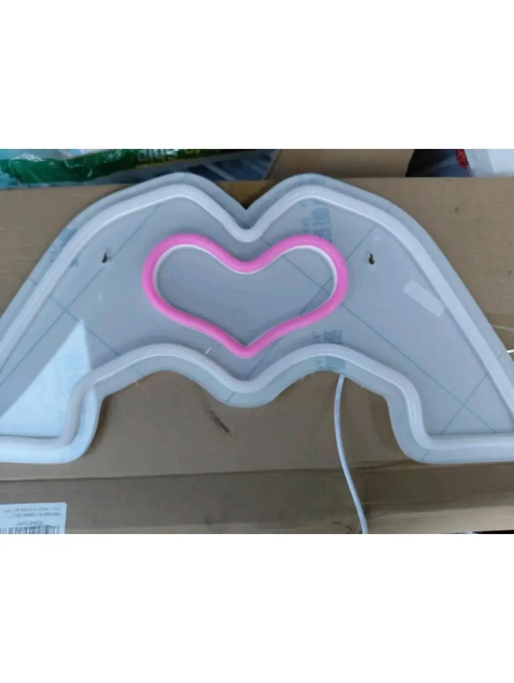 Heart hands neon sign USB cord